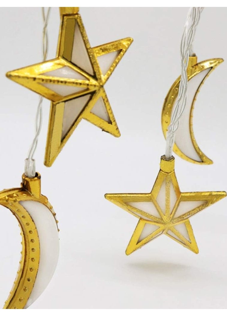 co arma A string of Ramadan crescent and star lights and yellow LED lights suitable for the Ramadan atmosphere  - Image 4