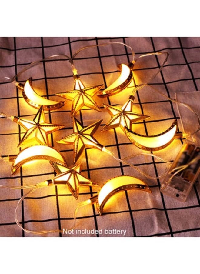 co arma A string of Ramadan crescent and star lights and yellow LED lights suitable for the Ramadan atmosphere  - Image 2