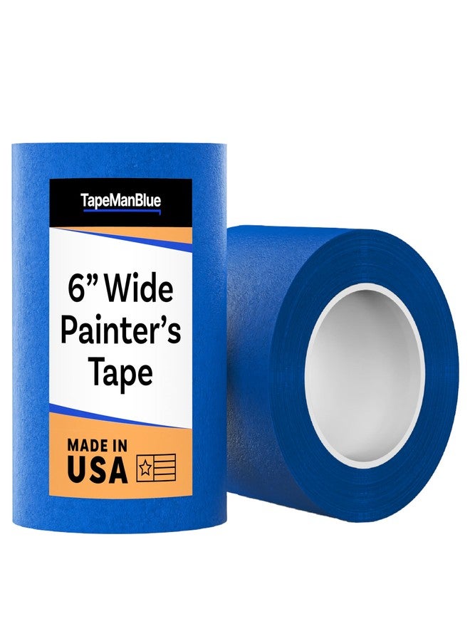 TapeManBlue Wide Painters Tape 6 inch x 60 yds, Made in USA, Extra Wide Masking Tape for Laser Cutting, 3D Printing, and Painting, Removes Cleanly with No Residue - Image 1