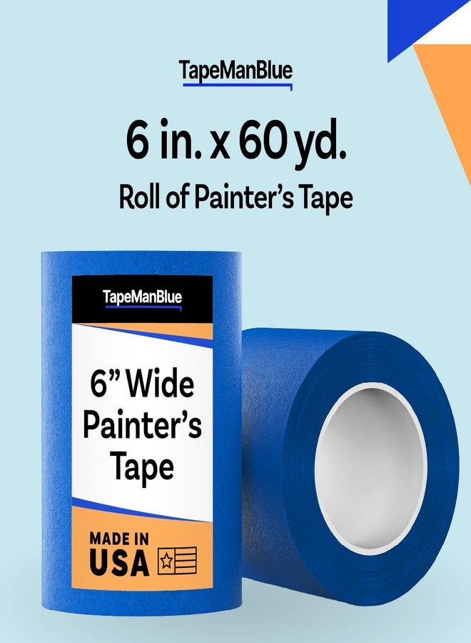 TapeManBlue Wide Painters Tape 6 inch x 60 yds, Made in USA, Extra Wide Masking Tape for Laser Cutting, 3D Printing, and Painting, Removes Cleanly with No Residue - Image 2