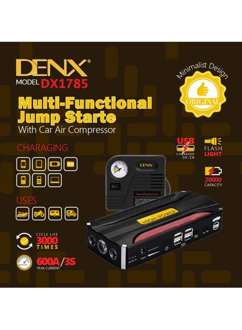 Denx An Advanced 4-in-1 Inflator And Subscription From  That Works To Inflate All Car And Bicycle Tires + A Powerful Power Bank + Charging The Car Battery - Image 3