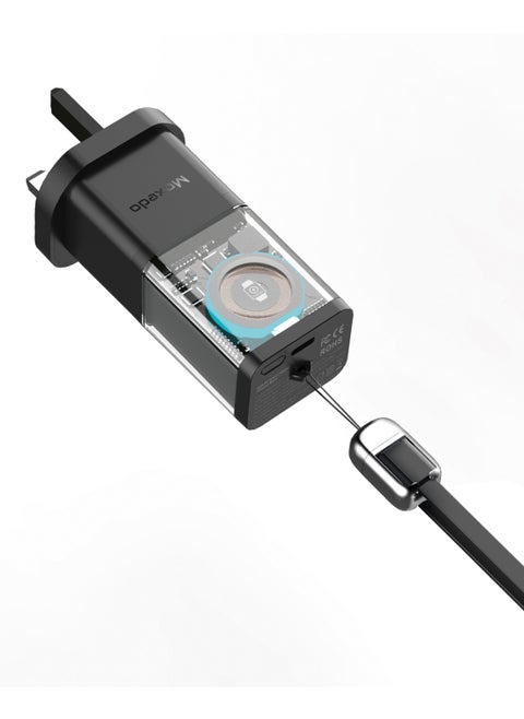 Moxedo 4 in 1 20W PD GaN Charger and Power Bank Magnetic Apple Watch Charger with Built-in USB-C to Lightning Cable