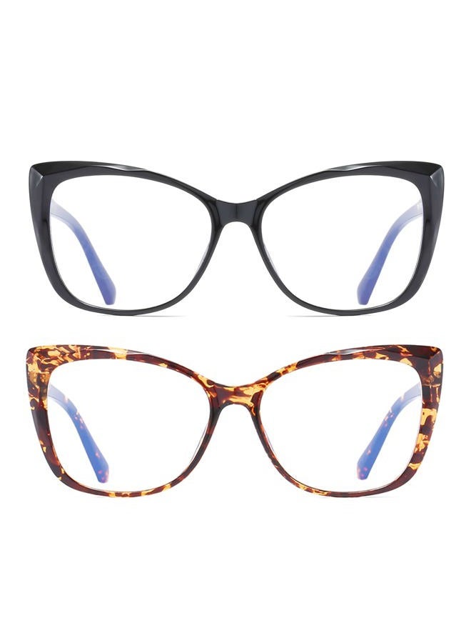 OWTXIS 2 Pack Cat-Eye Oversized Reading Glasses for Women, Lightweight Large Readers Trendy Eyeglasses Men, Black+tortoise, +1.5 - Image 2