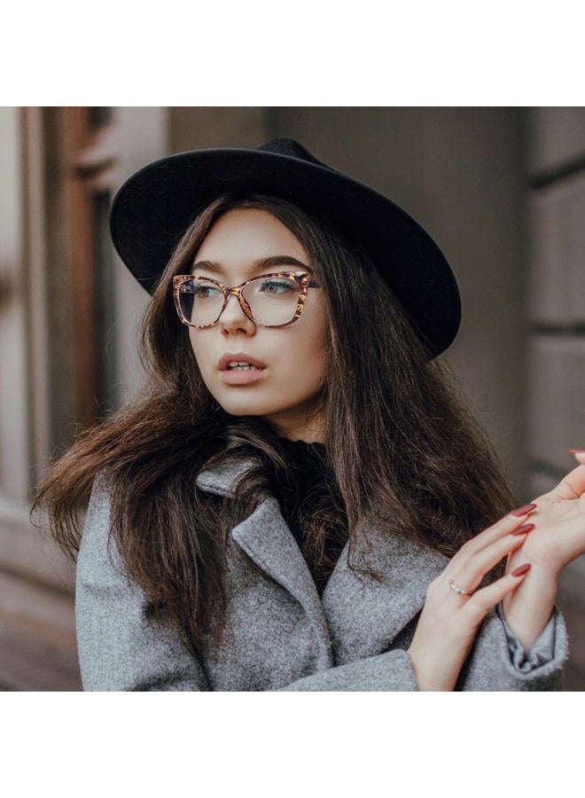 OWTXIS 2 Pack Cat-Eye Oversized Reading Glasses for Women, Lightweight Large Readers Trendy Eyeglasses Men, Black+tortoise, +1.5 - Image 4
