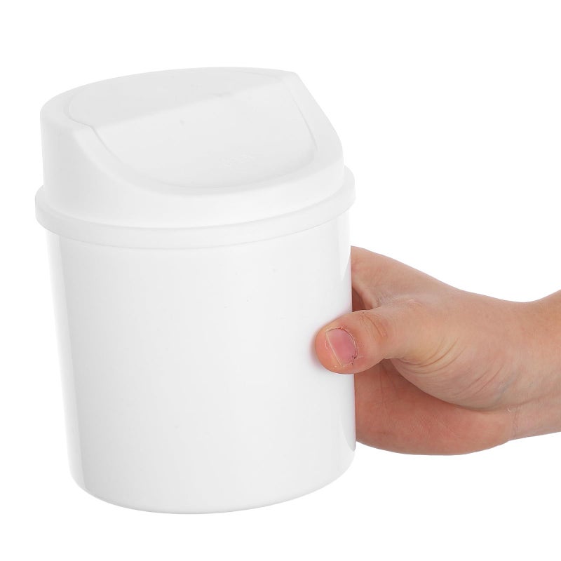 Rotating Lid Mini Trash Can 2L Plastic Desktop Waste Bin For Office Home Bathroom - Image 5