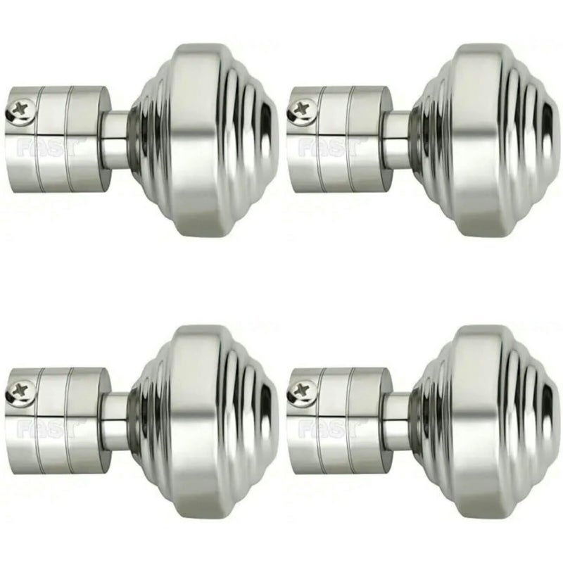 FAST Stainless Steel Curtain Rod Finials 71 x 52 mm White Pack of 4 - Image 1