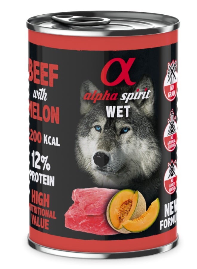 Alpha Spirit Canned Dog Food Beef With Melon 400 g