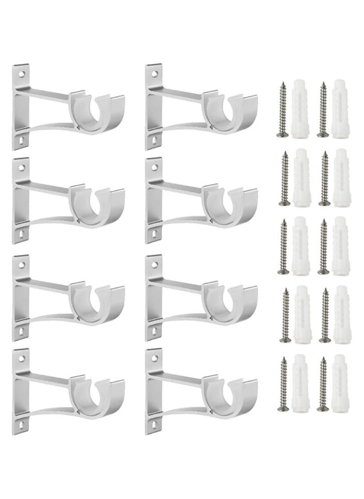 Generic Sturdy Curtain Rod Brackets Rod Holder Curtain Rod Holder Curtain Rod Bracket for 1 Inch, 1 1/8 Inch and 1 1/4 Inch Rod, Silver Color, (Set of 8)  - Image 1