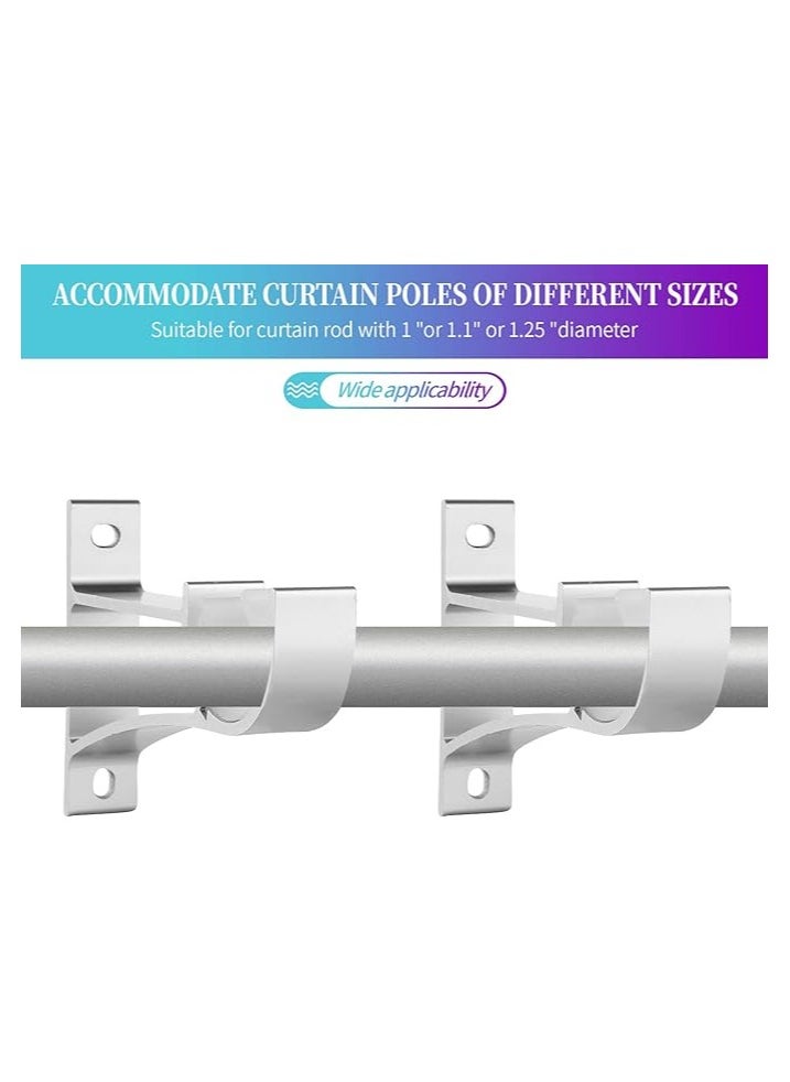 Generic Sturdy Curtain Rod Brackets Rod Holder Curtain Rod Holder Curtain Rod Bracket for 1 Inch, 1 1/8 Inch and 1 1/4 Inch Rod, Silver Color, (Set of 8)  - Image 3