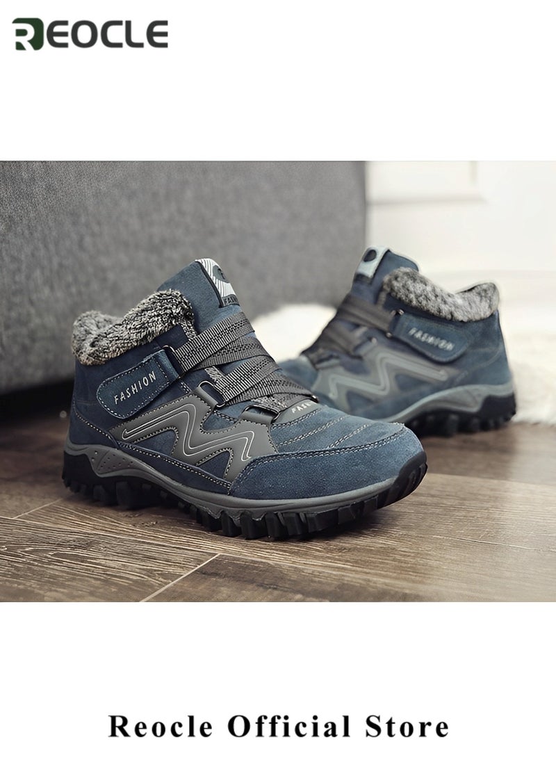 REOCLE Women's Snow Boots Winter Thermal Villi Leather Platform Shoes with Warm Lining & Anti-slip Sole Hiking Shoes  - Image 2