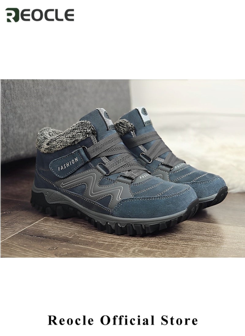 REOCLE Women's Snow Boots Winter Thermal Villi Leather Platform Shoes with Warm Lining & Anti-slip Sole Hiking Shoes  - Image 3