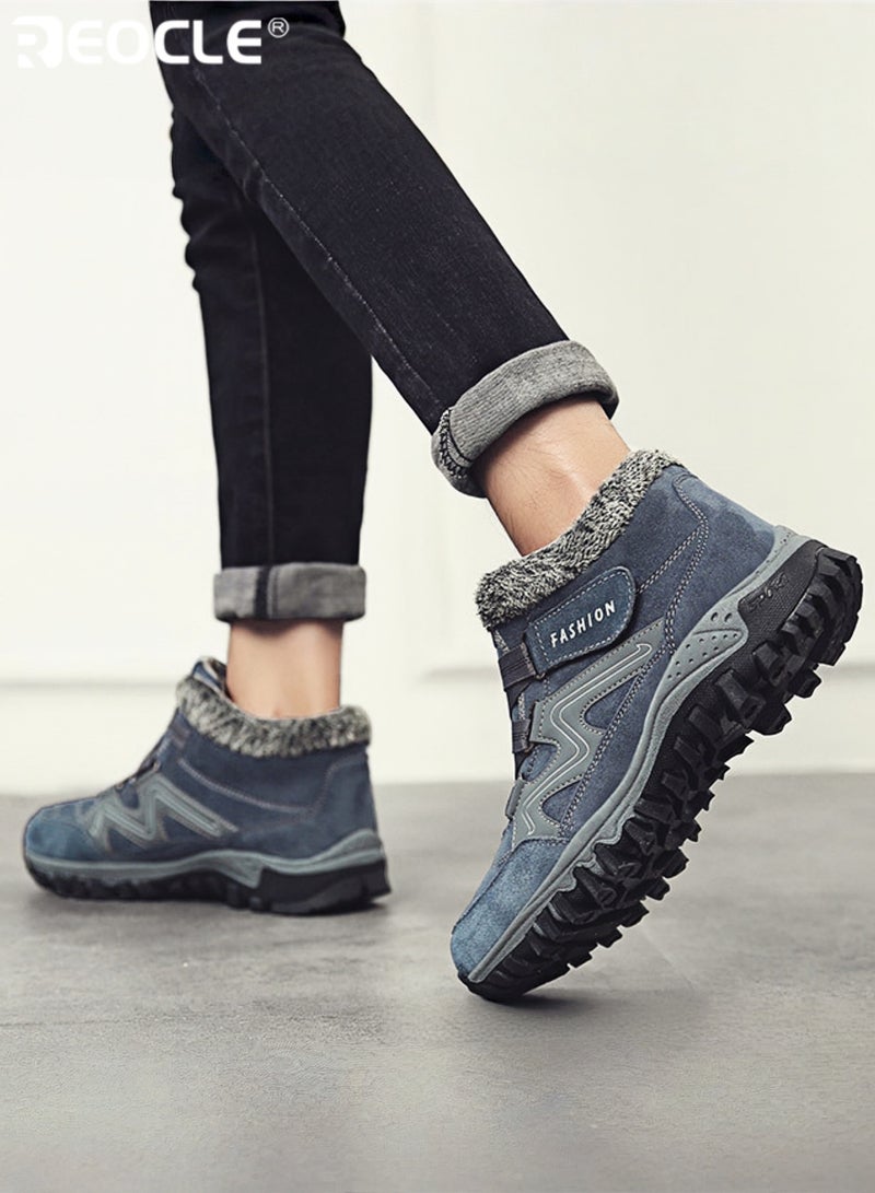 REOCLE Women's Snow Boots Winter Thermal Villi Leather Platform Shoes with Warm Lining & Anti-slip Sole Hiking Shoes - Image 2