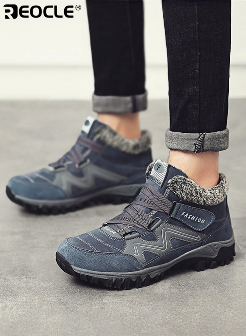 REOCLE Women's Snow Boots Winter Thermal Villi Leather Platform Shoes with Warm Lining & Anti-slip Sole Hiking Shoes - Image 1