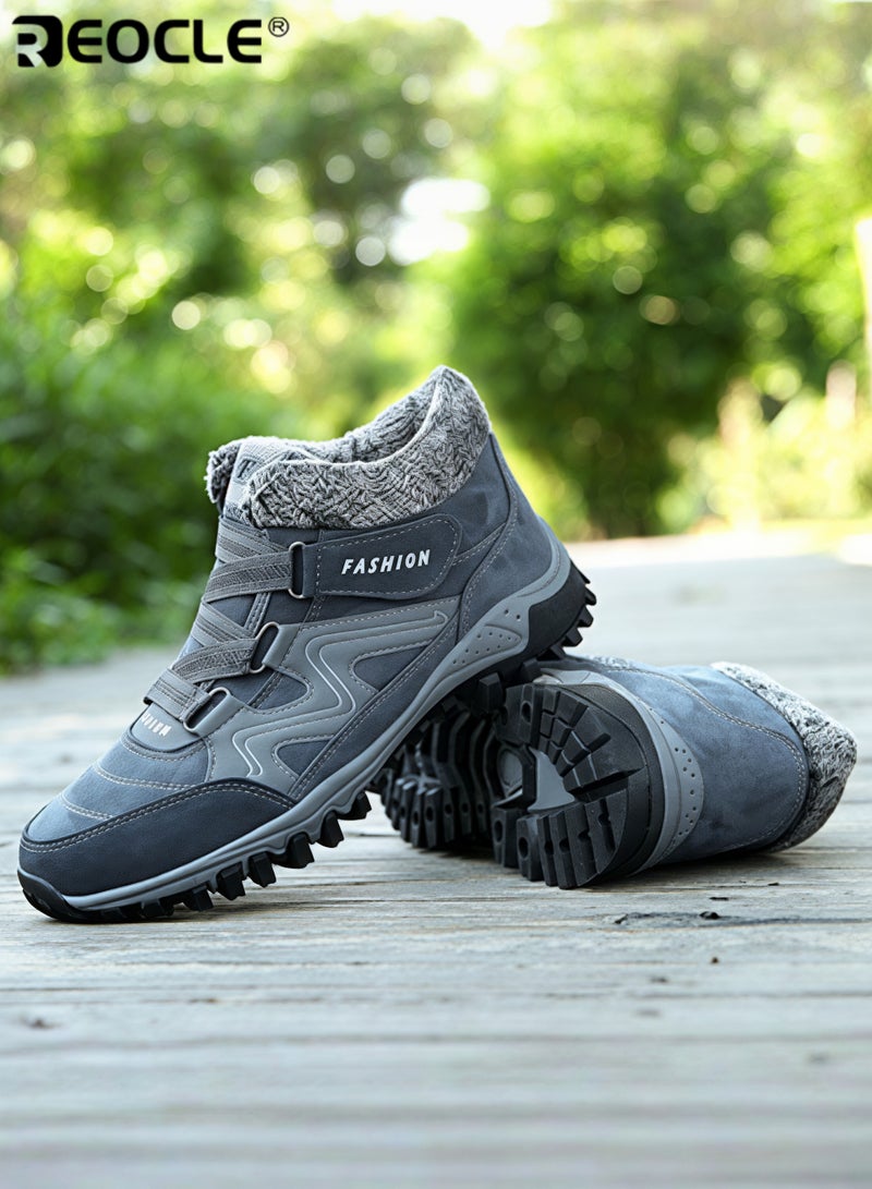 REOCLE Women's Snow Boots Winter Thermal Villi Leather Platform Shoes with Warm Lining & Anti-slip Sole Hiking Shoes - Image 5