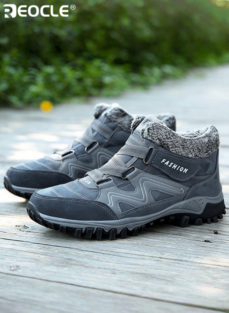 REOCLE Women's Snow Boots Winter Thermal Villi Leather Platform Shoes with Warm Lining & Anti-slip Sole Hiking Shoes - Image 4