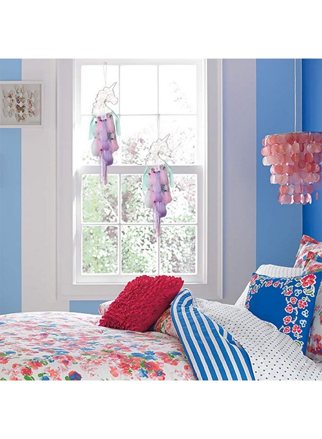 LOMOHOO LOMOHOO Animal Dream Catcher with Light Colorful Light Up Dream Catchers Handmade Purple Pink and Blue Feather Boho Baby Room Decor Kids Bedroom Decoration Gift (Light up) - Image 2