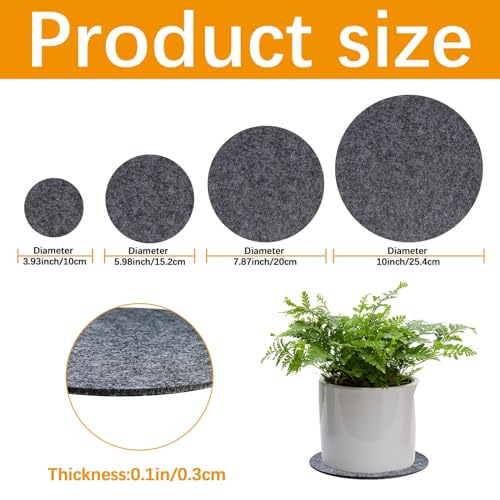 Anpuimult 24 PCS Absorbent Waterproof Plant Coasters mat,4 Size 4/6/ 8/10 Inch Reversible Round Fabric Plant Coasters and Plant Saucers for Indoors,Plant mat for Indoor Plants - Image 2