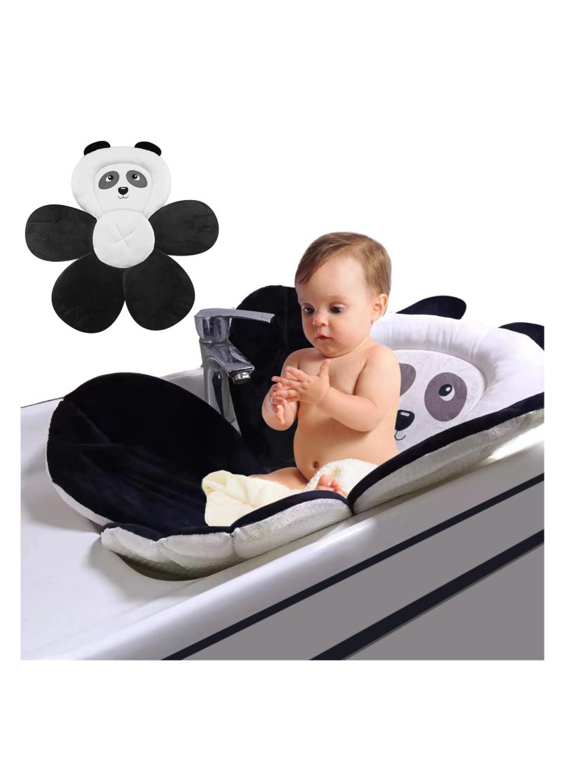 Excefore Baby Bath Pad for Sink, Soft Panda Cushion Mat Bath Seat for Sink Bathtub, Essentials Shower Gift for Infant Newborn, Black - Image 2