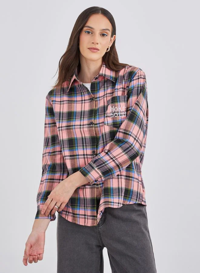 Styli Styli Tartan Checked Oversized Shirt