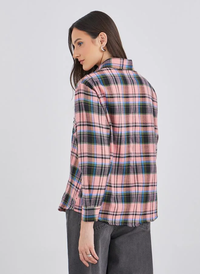 Styli Tartan Checked Oversized Shirt