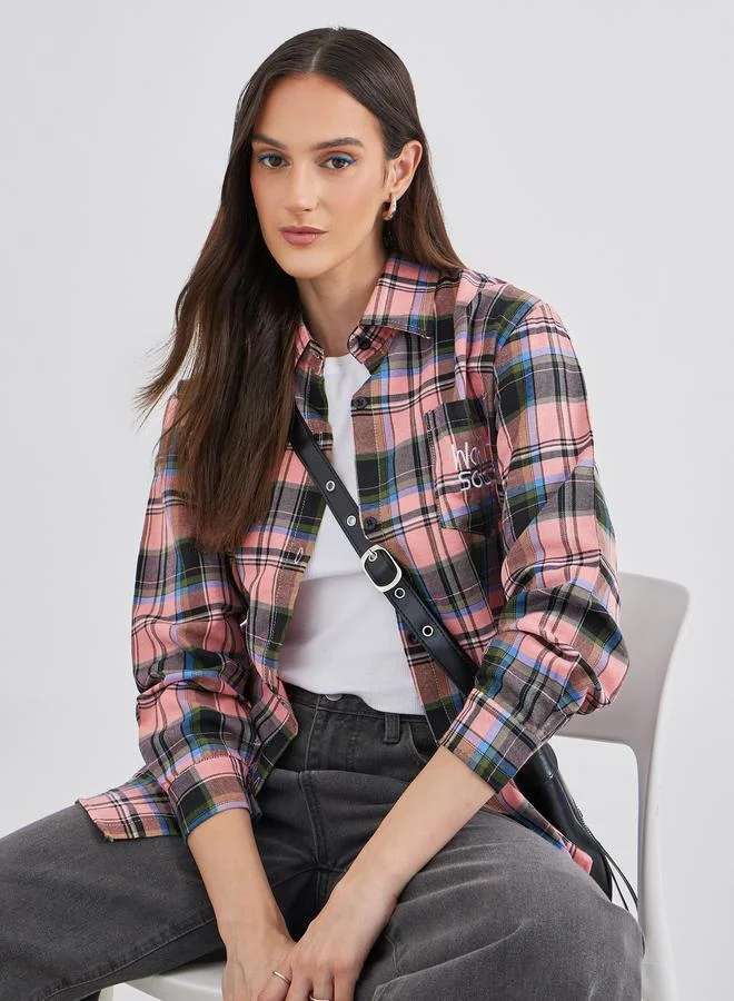 Styli Tartan Checked Oversized Shirt