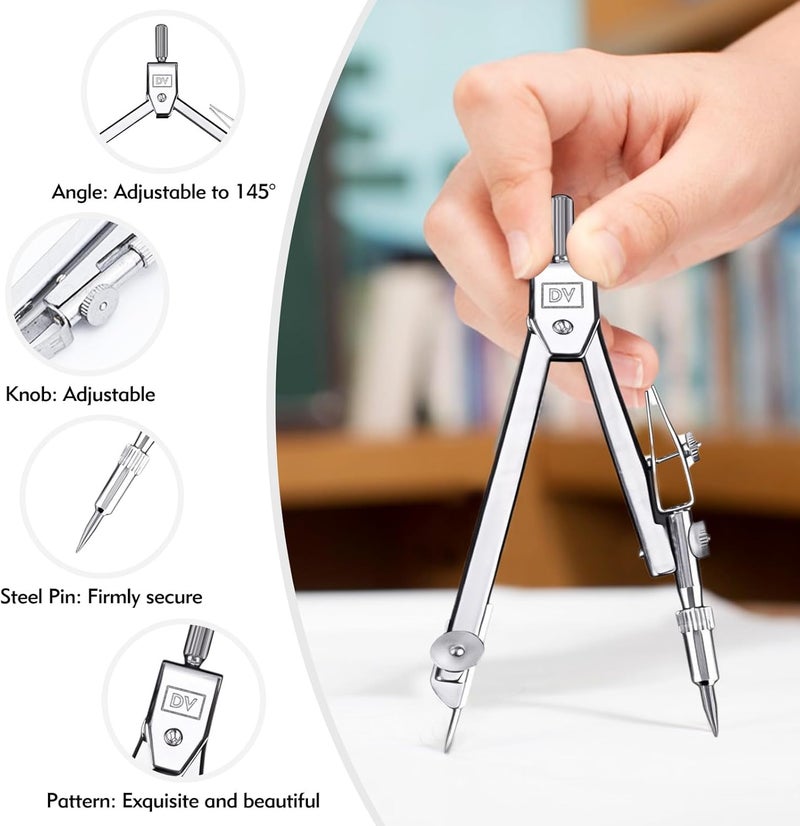 CNTVO 3-Piece Plastic Ruler Set with Clear Protractor and Compasses for Students - Image 3