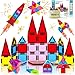 GEKETY Mini Magnetic Tiles for Kids Magnetic Building Set Construction STEM Travel Toys for Boy Girl Ages 3 Montessori Preschool Learning Educational Sensory Magnet Creative Toy Gift for Toddlers 32 Pcs - Image 3