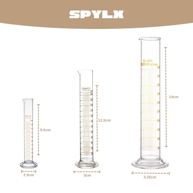 SPYLX SPYLX Borosilicate glass Chemistry lab kit Chemistry kit includes Borosilicate glass beakers 100ml250ml500ml Conical flask 100ml250ml500ml Measuring cylinder 100ml250ml500ml1 glass rod brush - Image 4
