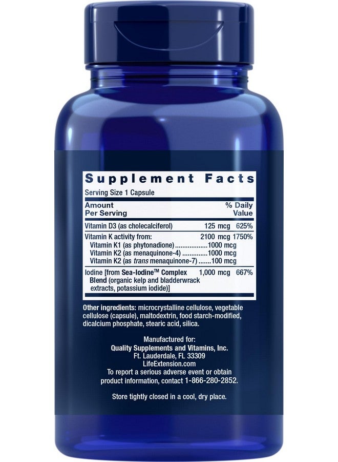 Life Extension فيتامينات د وك مع اليود البحري، 90 كبسولة - Image 2