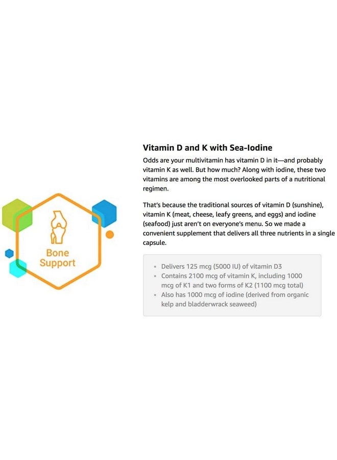 Life Extension فيتامينات د وك مع اليود البحري، 90 كبسولة - Image 4
