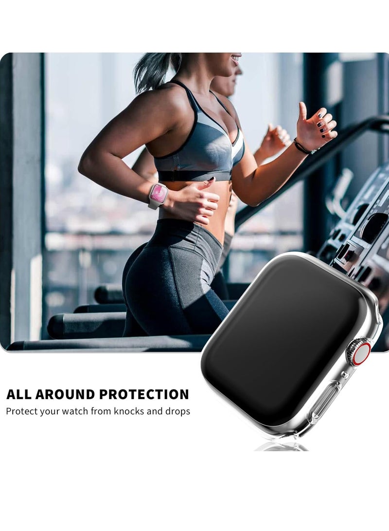 Case for Apple Watch Screen Protector 45mm Series 9 8 7 Cover, Full Protective Hard PC Bumper Face Covers Accessories Designed for iWatch 45 mm Clearwatch series 7 45mm soft slim fit tpu case cover anti-scratch shockproof case - Image 4