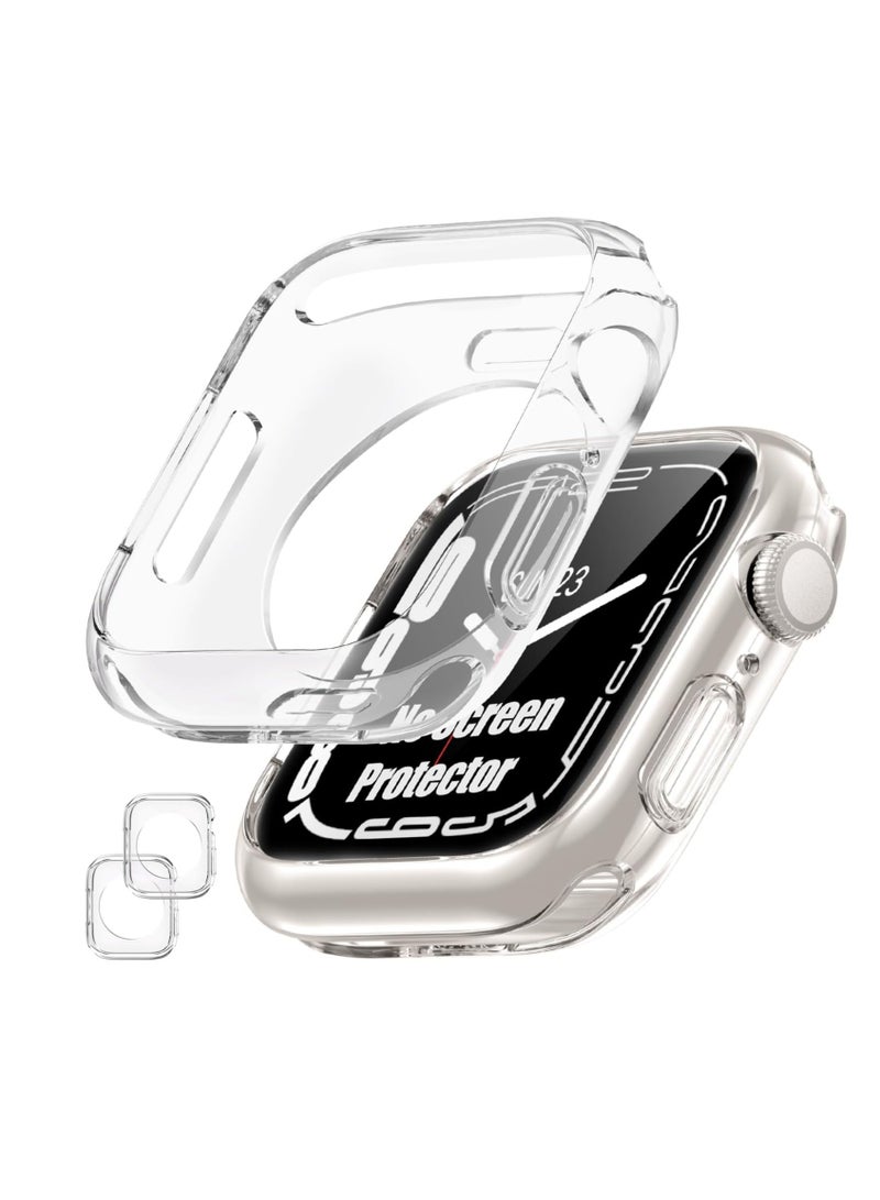 Case for Apple Watch Screen Protector 45mm Series 9 8 7 Cover, Full Protective Hard PC Bumper Face Covers Accessories Designed for iWatch 45 mm Clearwatch series 7 45mm soft slim fit tpu case cover anti-scratch shockproof case - Image 1