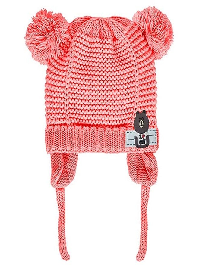 V3E Baby Beanie with Pom-pom Earflap Hat for Toddler Boys & Girls (Red,2-4 Years) - Image 1