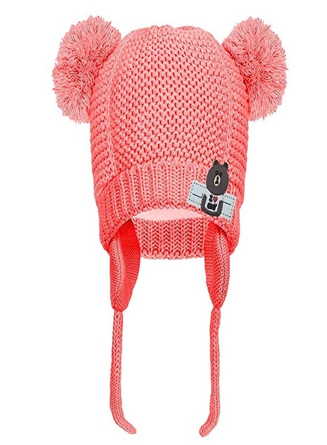 V3E Baby Beanie with Pom-pom Earflap Hat for Toddler Boys & Girls (Red,2-4 Years) - Image 2
