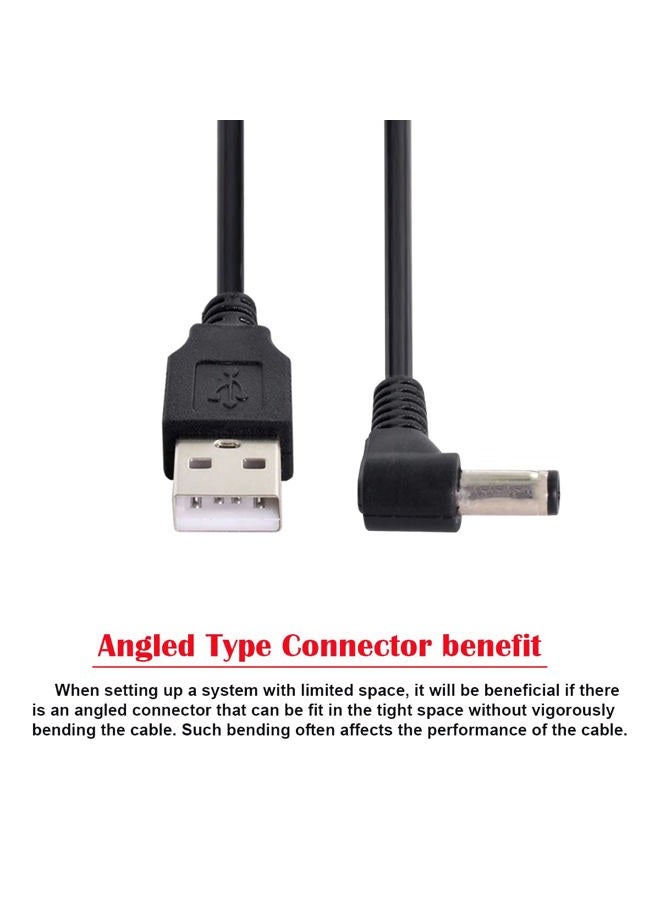 CY Cable DC USB 2.0 A Type Male to Right Angled 5.5 x 2.5mm DC 5V Power Plug Barrel 90 Degree Charge Cable 100cm - Image 2