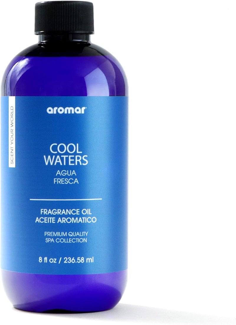 aromar Premium Fragrance Oil, Long-Lasting, Reinvigorating Uplifting Aroma for Aromatherapy, Relaxation & Household Uses. Cool Waters 8oz - Image 1