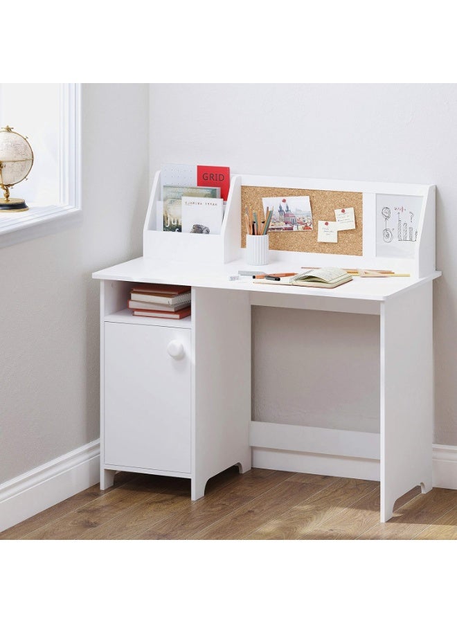 مكتب دراسة مع وحدة تخزين للاطفال من يوتكس ترابيزة مدرسة خشب صندوق ودولاب للبنات والاولاد بعمر 3 8 سنوات للطلاب للدراسة والكمبيوتر والعمل والكتابة لون ابيض - Image 2