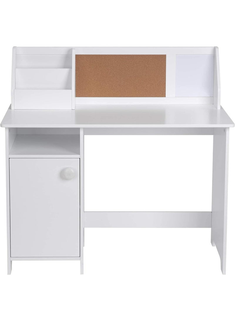 مكتب دراسة مع وحدة تخزين للاطفال من يوتكس ترابيزة مدرسة خشب صندوق ودولاب للبنات والاولاد بعمر 3 8 سنوات للطلاب للدراسة والكمبيوتر والعمل والكتابة لون ابيض - Image 5
