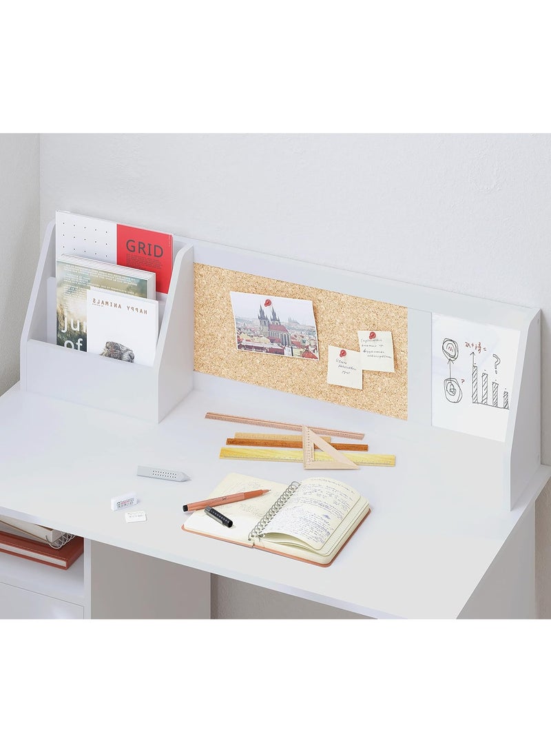 مكتب دراسة مع وحدة تخزين للاطفال من يوتكس ترابيزة مدرسة خشب صندوق ودولاب للبنات والاولاد بعمر 3 8 سنوات للطلاب للدراسة والكمبيوتر والعمل والكتابة لون ابيض - Image 4