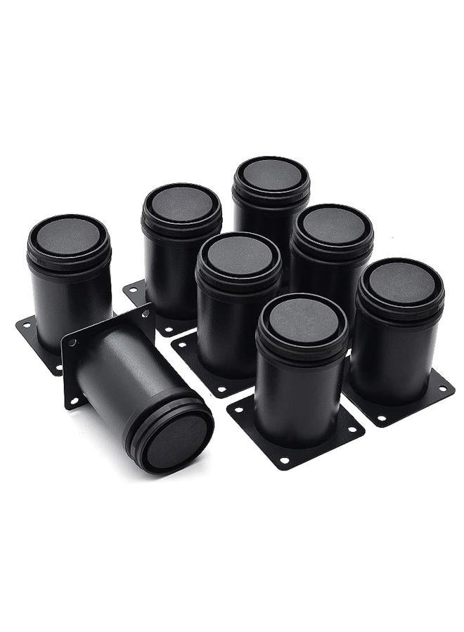 Masendelk 3 Inch Metal Furniture Legs Stainless Steel Adjustable Legs Black Metal Legs Round Cabinet Legs for Coffee Table Cabinet Desk Sofa Shelves, Pack of 8 - Image 1