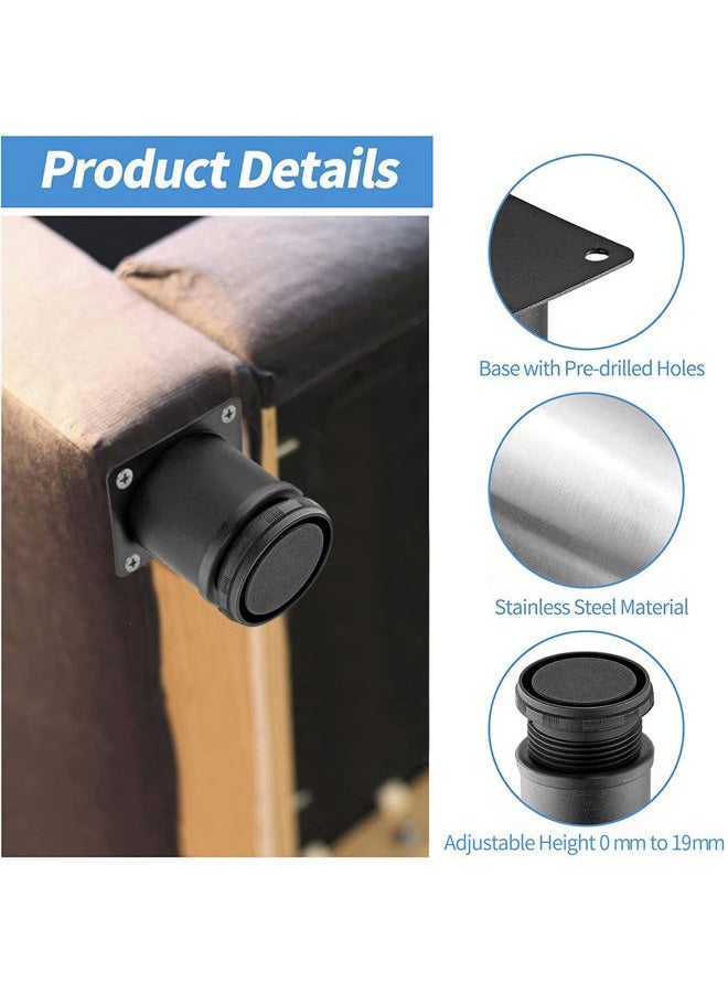Masendelk 3 Inch Metal Furniture Legs Stainless Steel Adjustable Legs Black Metal Legs Round Cabinet Legs for Coffee Table Cabinet Desk Sofa Shelves, Pack of 8 - Image 3