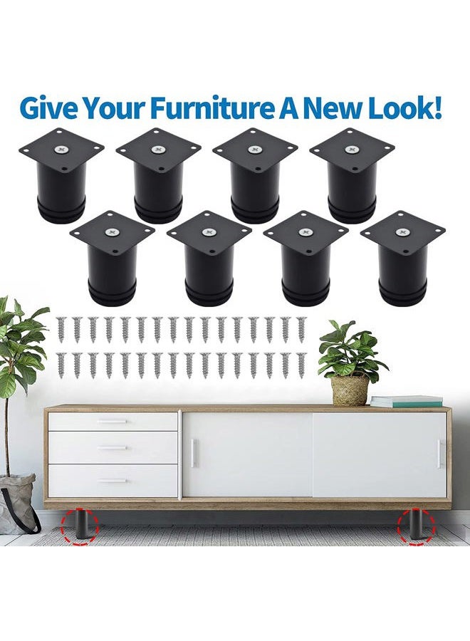 Masendelk 3 Inch Metal Furniture Legs Stainless Steel Adjustable Legs Black Metal Legs Round Cabinet Legs for Coffee Table Cabinet Desk Sofa Shelves, Pack of 8 - Image 2