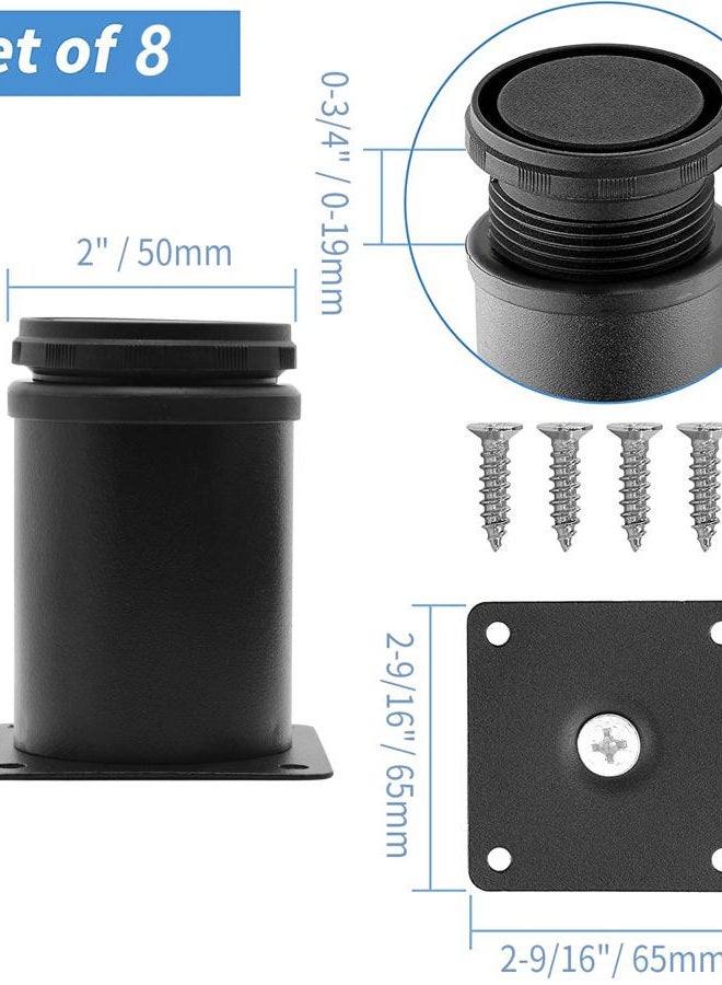 Masendelk 3 Inch Metal Furniture Legs Stainless Steel Adjustable Legs Black Metal Legs Round Cabinet Legs for Coffee Table Cabinet Desk Sofa Shelves, Pack of 8 - Image 5