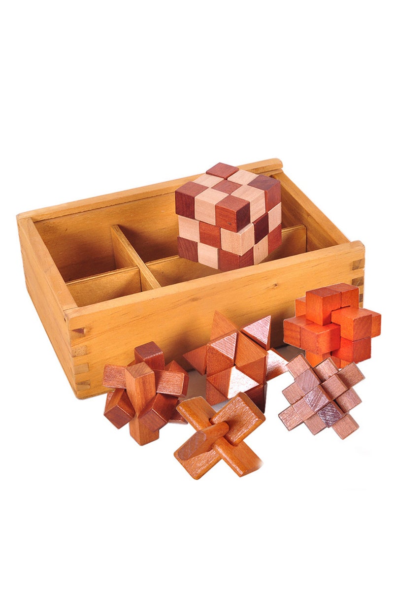 erorex A 6PCS 3D Puzzles Game Kong Ming Lu Ban Lock Kids Adult IQ Brain Teaser Educational Toy Wooden Unloc