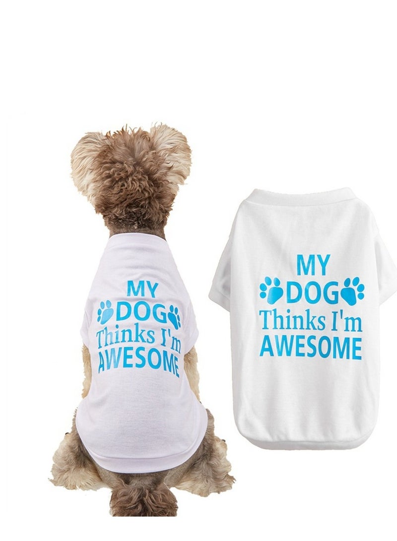 Loquat Squality Pet Summer Dog Clothes Cotton English Printed Tank Top T-shirt White - Image 2