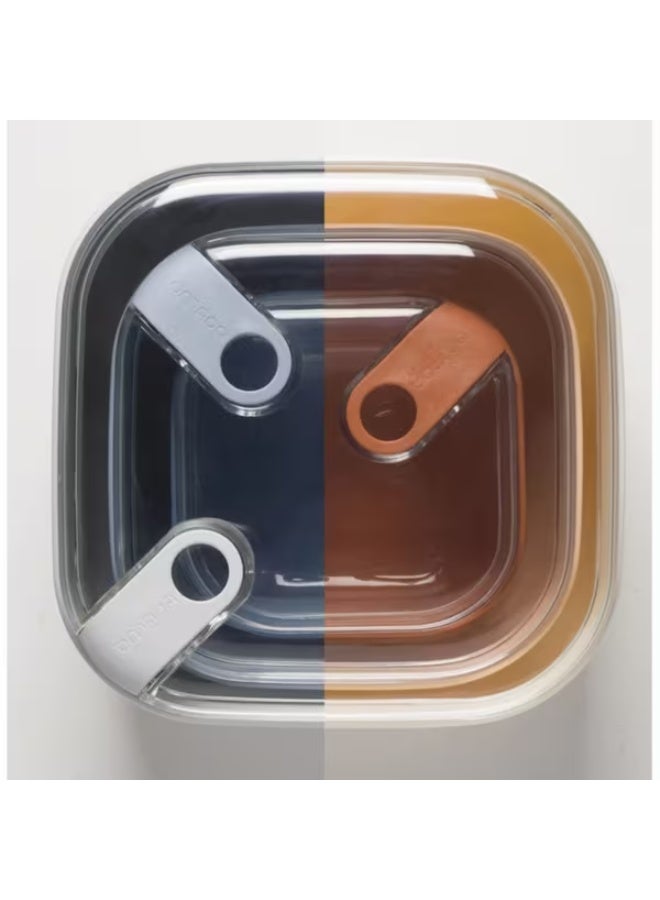 أومادا طقم علب غداء من 3 قطع، بلاستيك متين مقاوم للتسرب، مناسب للميكروويف، رمادي وأزرق، سعة 3.4 لتر - Image 4