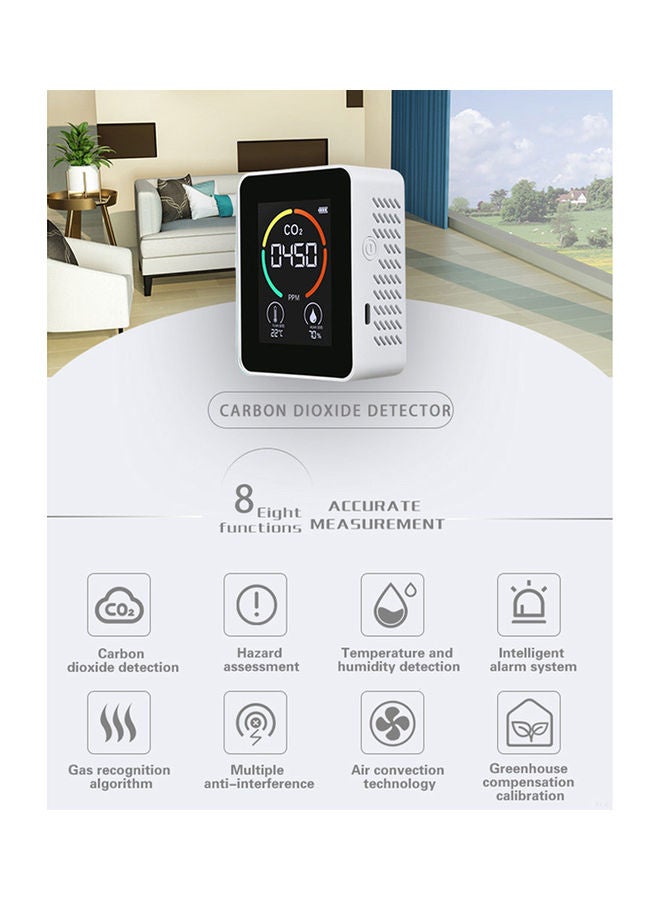 NIBEMINENT Carbon Dioxide Detector White/Black  - Image 5
