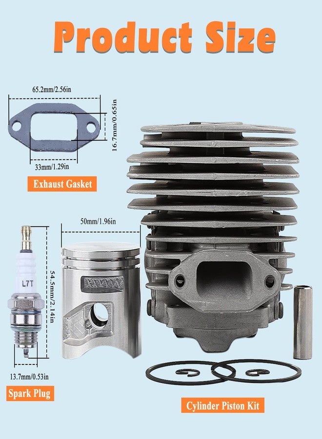 Hyceker 50mm Cylinder Piston Gasket Kit for Husqvarna 365 X-Torq 372XP X-Torq Chainsaw, Cylinder & Piston Kit Fit Jonsered CS2166 CS2172 Chainsaws Top End Kit for Husky 372XP 365 Saw - Image 4