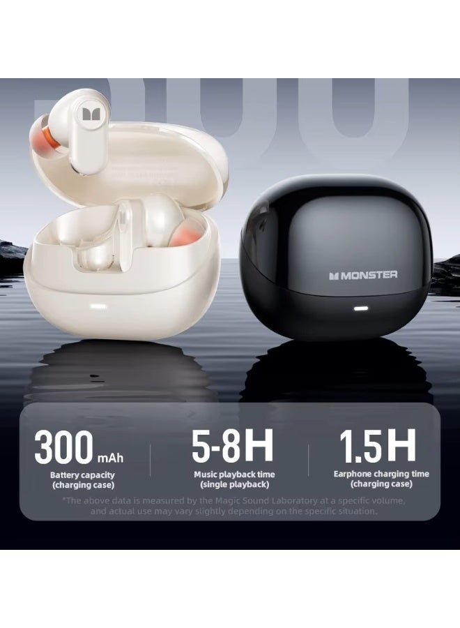 Monster AIRSTAR M300 OWS Gaming Wireless Earphones Bluetooth 6.0 Ear Clip Sports Earbuds HD Calls Noise Cancelling Headphones, Ivory White - Image 5