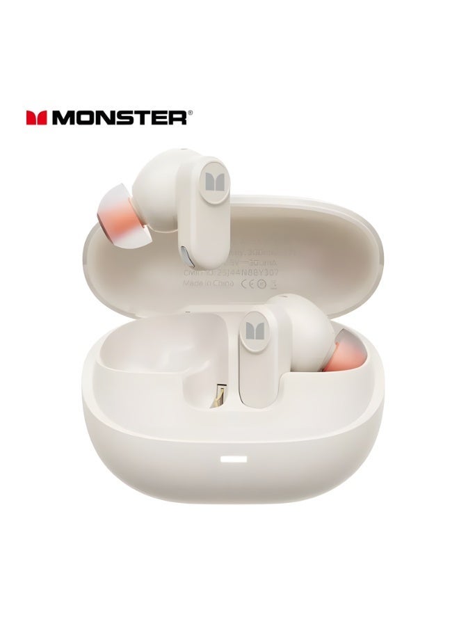 Monster AIRSTAR M300 OWS Gaming Wireless Earphones Bluetooth 6.0 Ear Clip Sports Earbuds HD Calls Noise Cancelling Headphones, Ivory White - Image 1